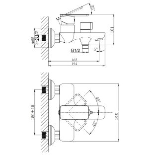Смеситель для ванны с коротким изливом RUSH Bruny (BR4335-44)
